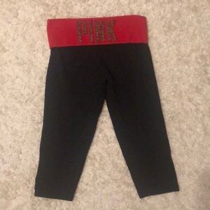 Pink cropped yoga leggings
